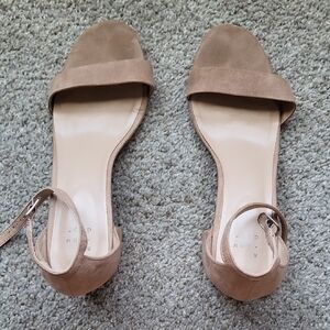 Suede ankle strap low heels